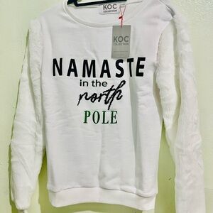 KOC Collection White 'Namaste in the North Pole' Sweater